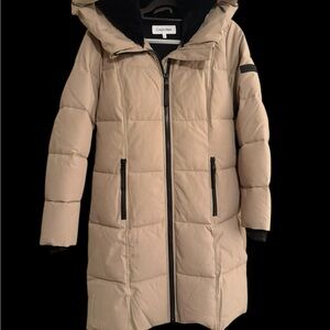 Calvin Klein Women's Beige Hooded Puffer Jacket